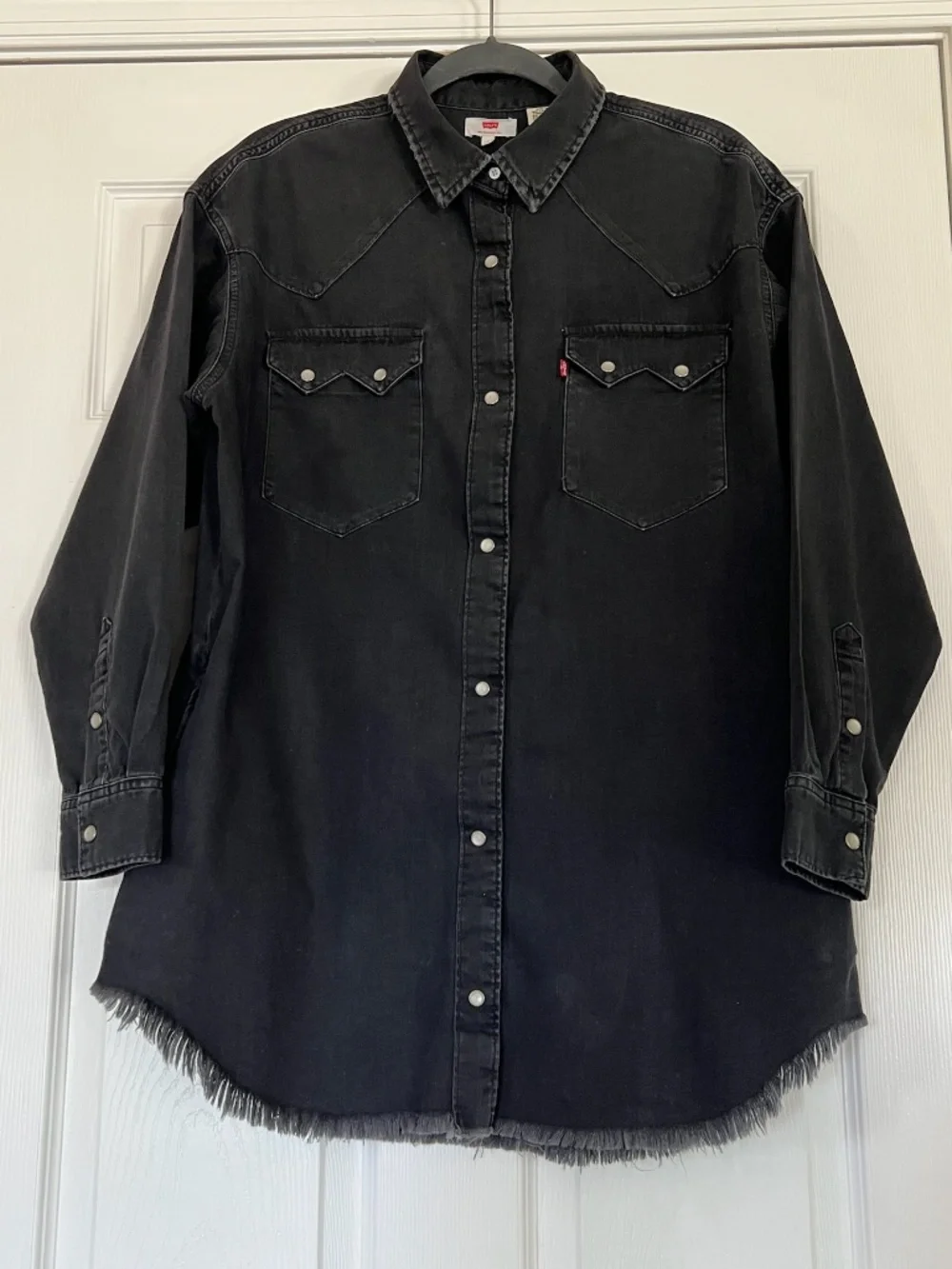 Levi's Black Faded Denim Western Button Down Shirt, Size Small